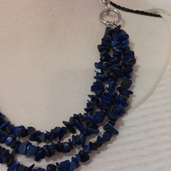 Blue Sodalite Beads Multistrand Statement Necklace - Picture 5 of 7